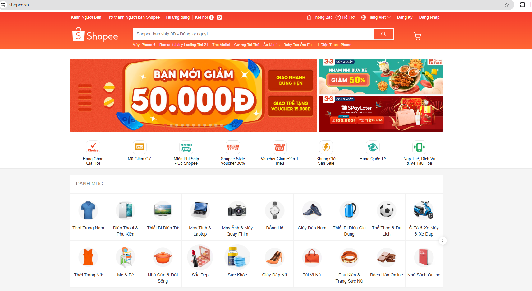 Trang chính chủ shopee