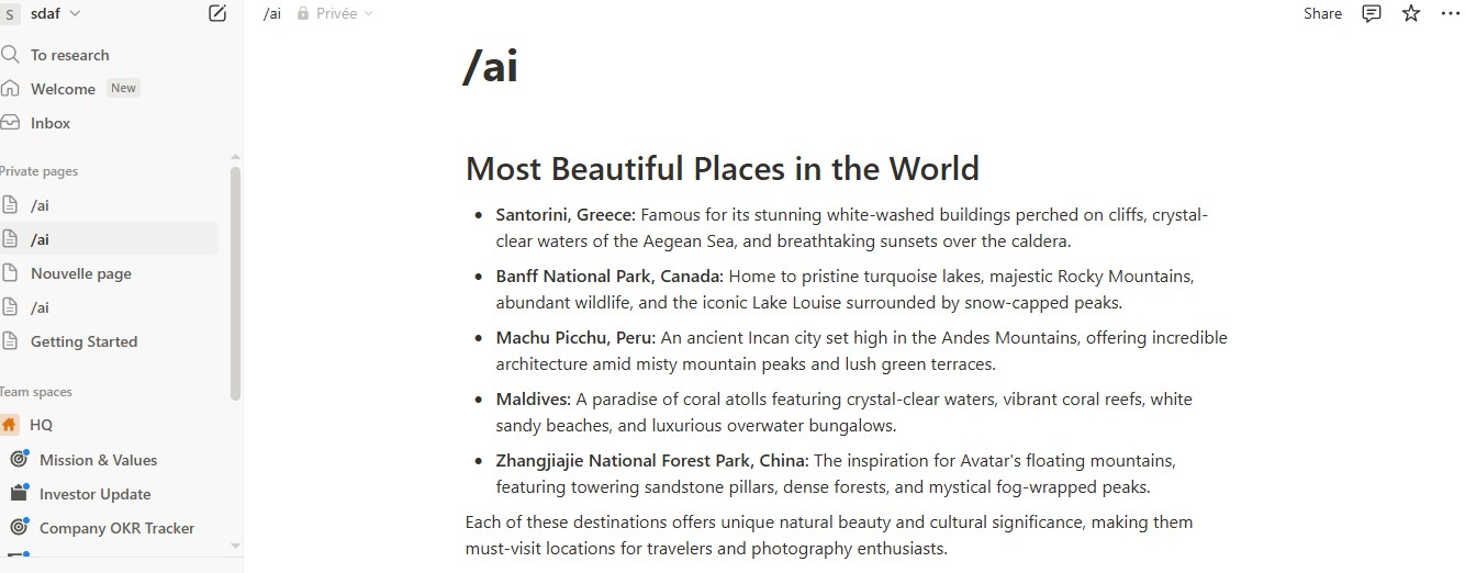 Hỏi về Most Beautiful Places in the World Hỏi về Most Beautiful Places in the World