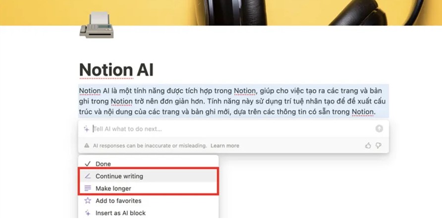 Notion AI để chỉnh sửa nội dung Notion AI để chỉnh sửa nội dung