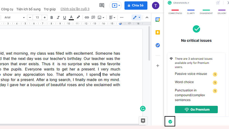 Kiểm Tra Lỗi Bài Viết Với Grammarly AI Đoạn văn đã sửa