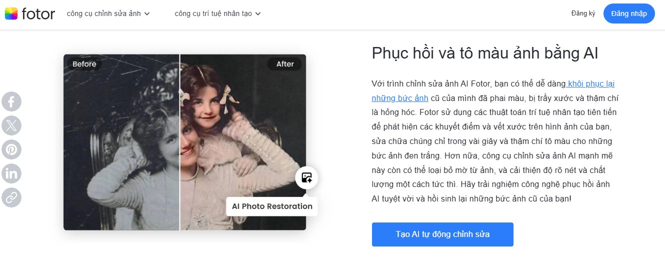 Phục chế ảnh với Fotor AI Phục chế ảnh với Fotor AI