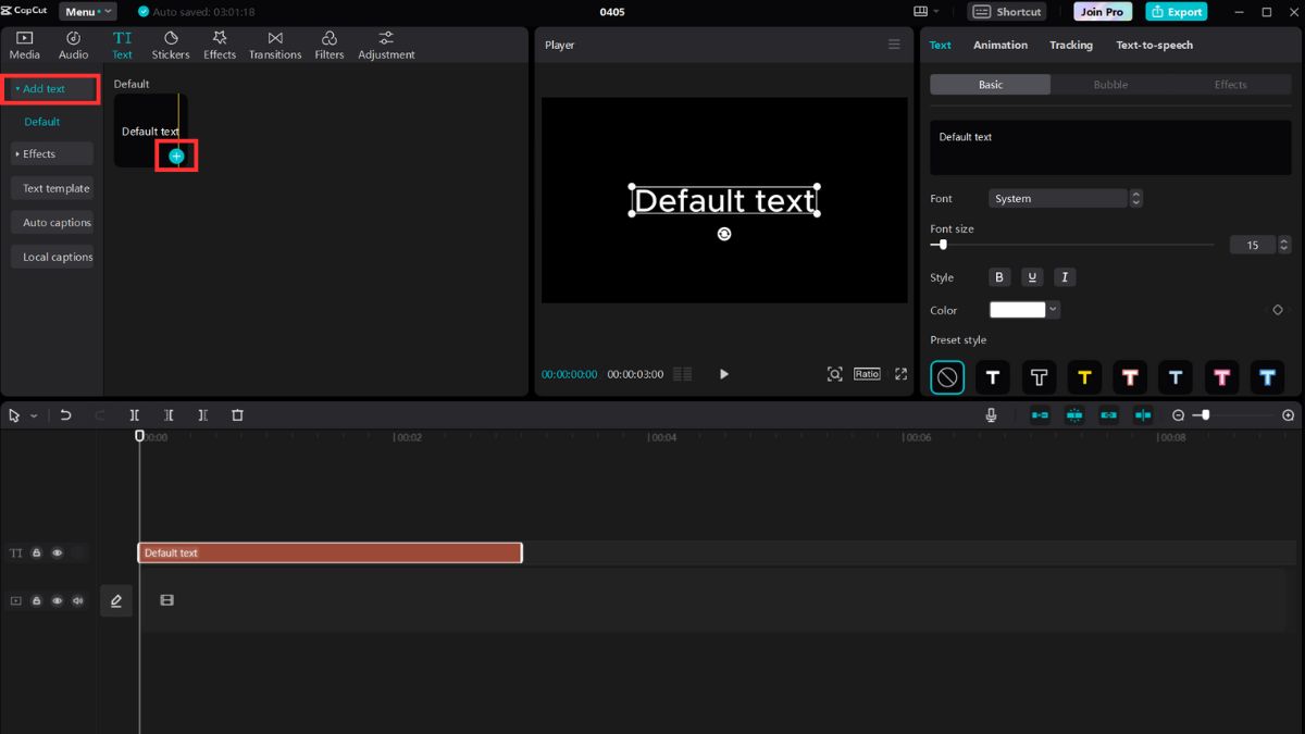 Thêm Text vào video trên CapCut PC