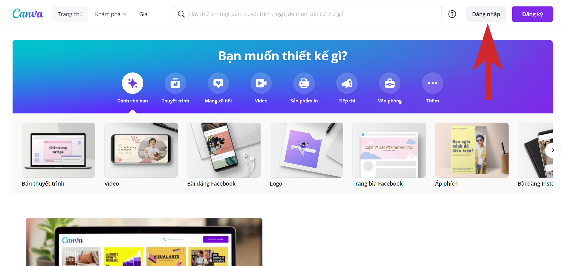 Hướng dẫn sử dụng Canva design hình ảnh trên máy tính - bước 1