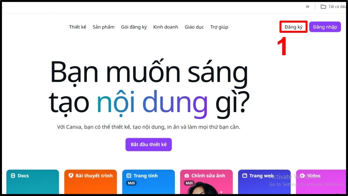 Cách tạo tài khoản trên Canva  - bước 1