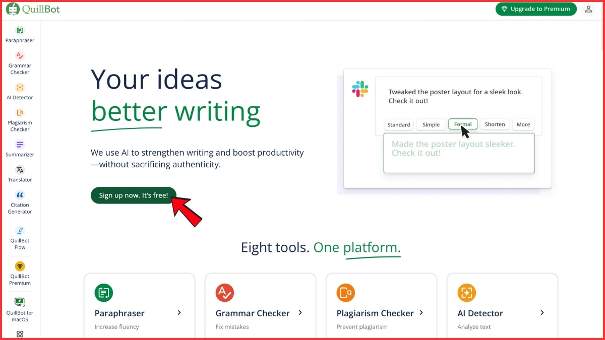 Bước 1: Truy cập trang chủ Quillbot